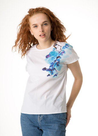 Біла на плечі "орхідеі" INNOE Блуза с принтом