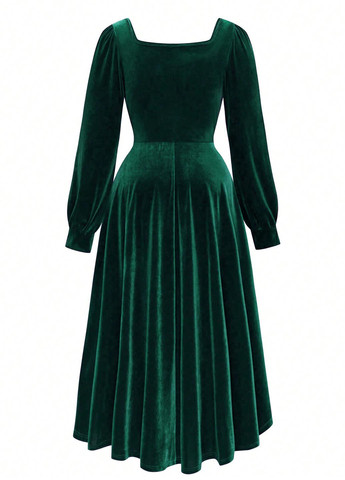 Изумрудное праздничный, вечернее платье SHEIN однотонное