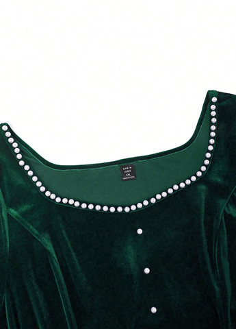 Изумрудное праздничный, вечернее платье SHEIN однотонное