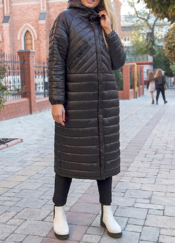 Черная демисезонная куртка-пальто Fashion Club
