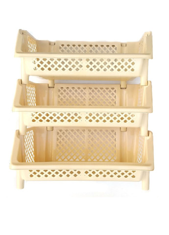 Етажерка універсальна пластикова полка підставка тумба на 3 яруси (472721-Prob) Бежева Francesco Marconi (250056047)