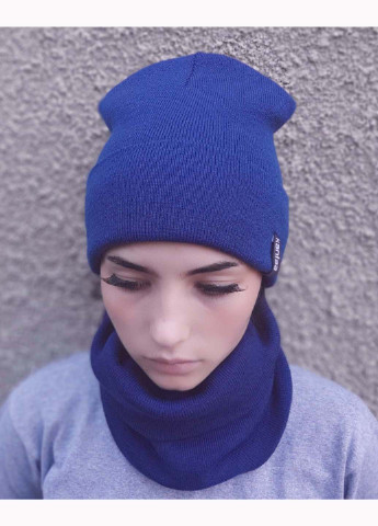 Синій демісезонний комплект (шапка, хомут) Канта