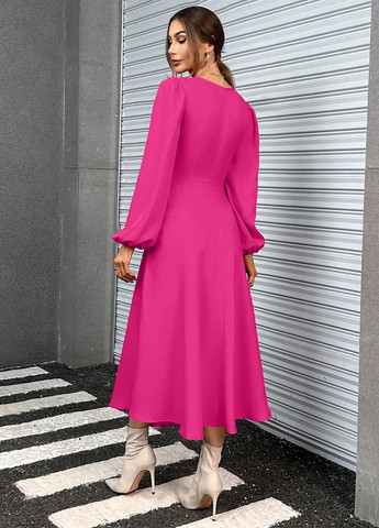 Фуксинова (кольору Фукія) кежуал сукня а-силует SHEIN однотонна