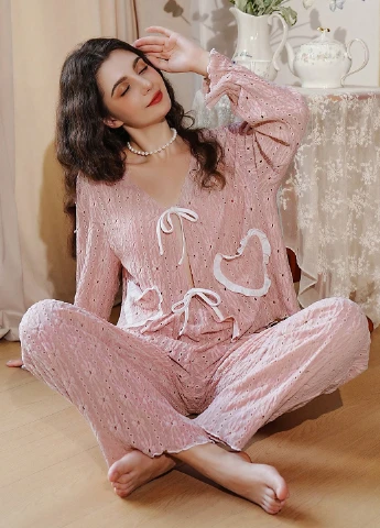 Пудрова всесезон піжама (кофта, штани) кофта + брюки SHEIN