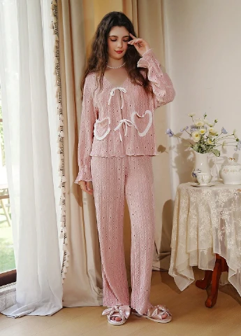 Пудрова всесезон піжама (кофта, штани) кофта + брюки SHEIN