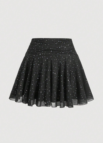 Черная кэжуал однотонная юбка SHEIN клешированная