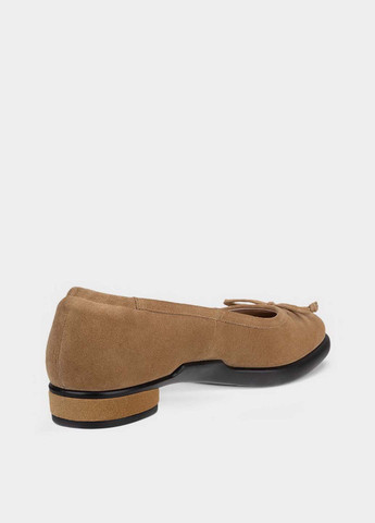 Женские балетки Ecco | темно-бежевые однотонные бант натуральная замша (330361480)