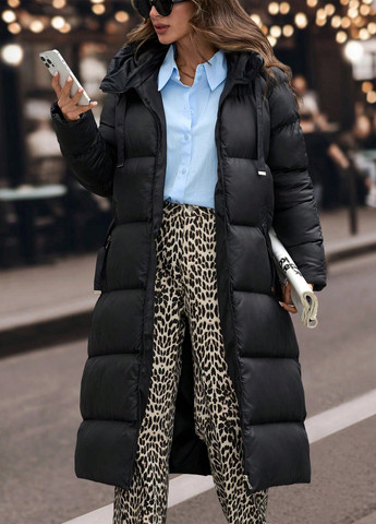 Чорна зимня куртка куртка-пальто SHEIN