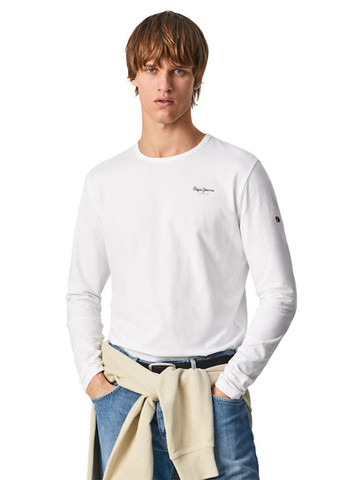 Белый демисезонный кэжуал лонгслив Pepe Jeans London с логотипом