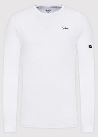 Лонгслів Pepe Jeans London логотип білий кежуали бавовна, трикотаж