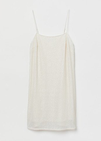 Белое вечернее платье с открытыми плечами H&M однотонное