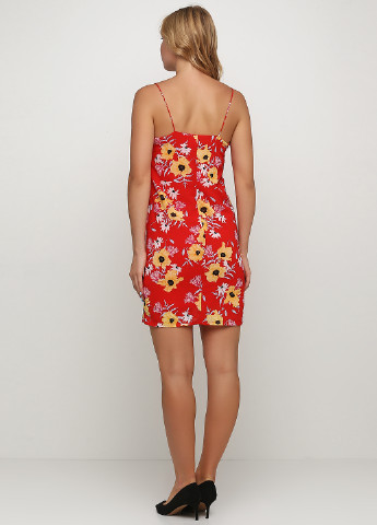 Красное кэжуал платье платье-майка H&M с цветочным принтом