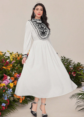 Білий святковий, кежуал сукня кльош SHEIN однотонна