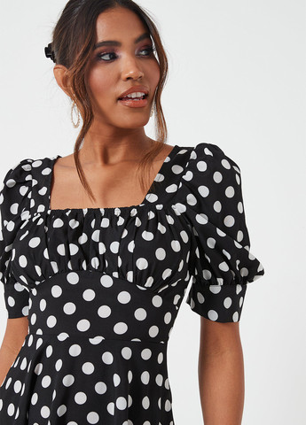 Чорна кежуал сукня кльош Missguided в горошок