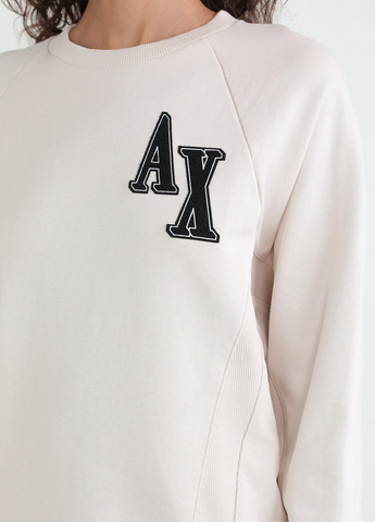 Светло-бежевый свитшот Armani Exchange однотонный аппликация (305838973)