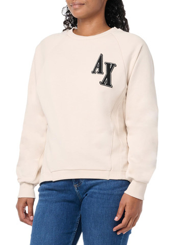 Светло-бежевый свитшот Armani Exchange однотонный аппликация (305838973)