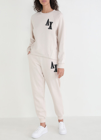 Светло-бежевый свитшот Armani Exchange однотонный аппликация (305838973)