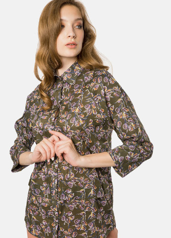 Оливковковая (хаки) кэжуал рубашка с рисунком MR 520