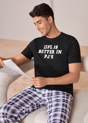 Чорна футболка з коротким рукавом SHEIN