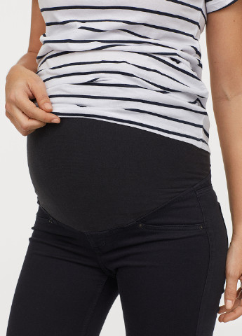 Джинси для вагітних H&M мом фіт однотонні чорні джинсові