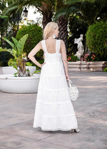 Белое кэжуал платье клеш Fresh cotton однотонное