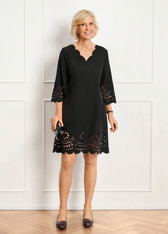 Черное кэжуал платье а-силуэт SHEIN однотонное