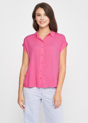Розовая кэжуал рубашка однотонная Tom Tailor