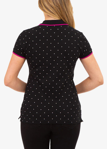 Черная женская футболка-поло U.S. Polo Assn. в горошек
