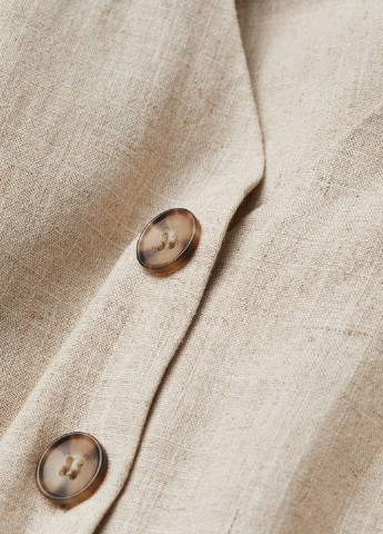 Комбінезон H&M комбінезон-брюки однотонний бежевий кежуал віскоза, льон