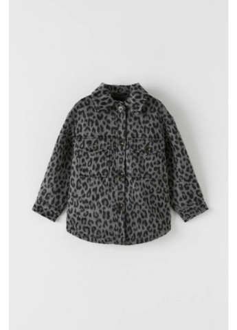 Серая демисезонная куртка с леопардовым принтом Zara