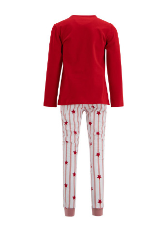 Червона всесезон піжама лонгслив + брюки DeFacto