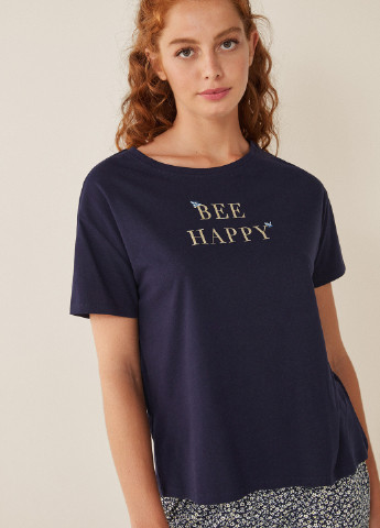 Синя всесезон піжама (футболка, штани) футболка+ бриджі Women'secret