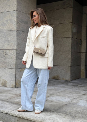 Молочный женский жакет No Brand однотонный - демисезонный