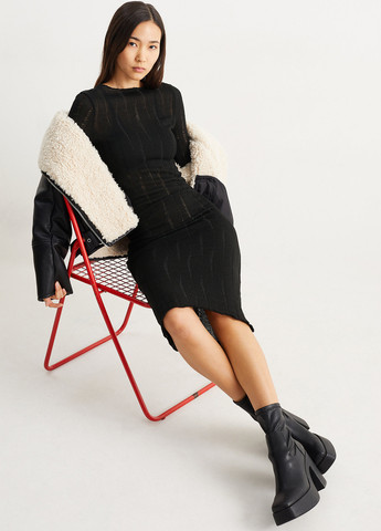 Чорна кежуал сукня сукня светр, силуетна C&A однотонна