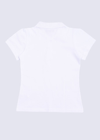 Белая детская футболка-поло для девочки Miss Kiss с надписью