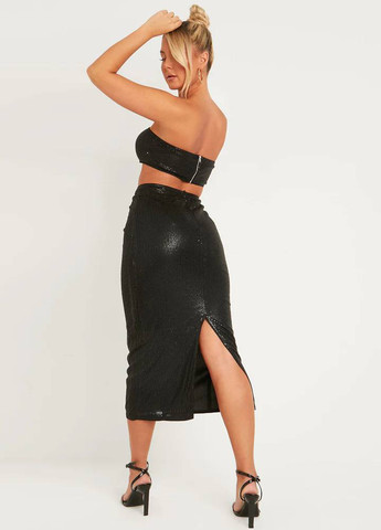 Черный летний комплект (топ, юбка) Missy Empire