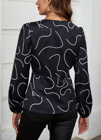 Чёрная блуза на запах SHEIN