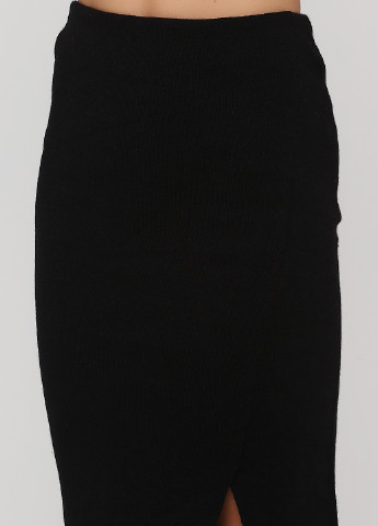 Черная кэжуал однотонная юбка Massimo Dutti карандаш