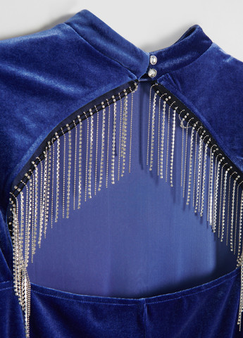 Синее вечернее платье с открытой спиной Reserved однотонное
