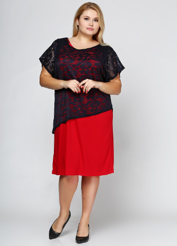 Красное кэжуал платье Big Fashion Style с цветочным принтом