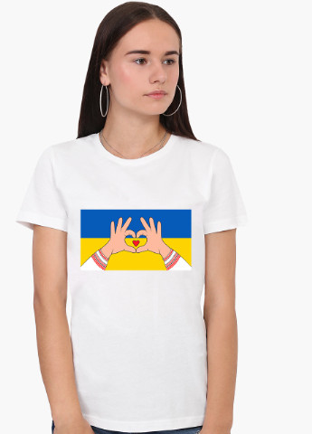 Біла демісезон футболка жіноча люблю україну (love ukraine) білий (8976-3690) s MobiPrint
