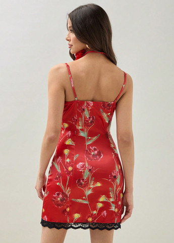 Червона кежуал сукня сукня-комбінація SHEIN з квітковим принтом