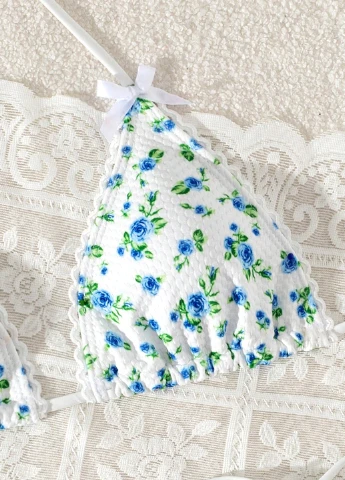 Білий літній купальник (ліф, трусики) бікіні, роздільний SHEIN