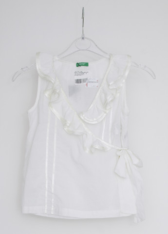 Белая однотонная блузка без рукава United Colors of Benetton летняя