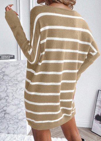 Сіро-бежева кежуал сукня сукня светр SHEIN в смужку