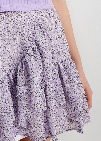 Фиолетовый летний костюм (футболка, юбка) C&A