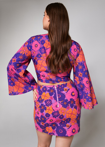 Разноцветная кэжуал цветочной расцветки юбка Sinsay а-силуэта (трапеция)