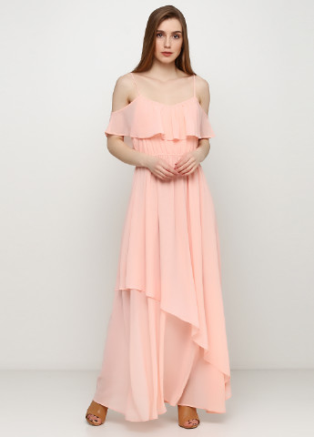Светло-розовое кэжуал платье клеш Tom Tailor однотонное