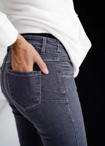 Стильные джинсы для беременных прямые зауженные к низу темно серые To Be - (240628514)