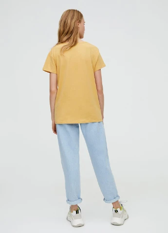 Футболка,блідо-жовтий з принтом, Pull & Bear - (254655802)